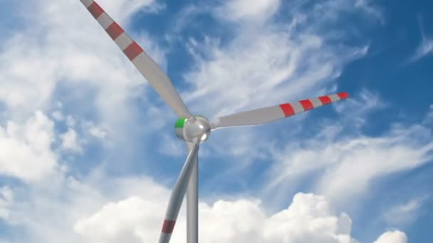 Windgenerator tegen een achtergrond van prachtige wolken, het concept van het gebruik van alternatieve methoden van energiebronnen, tijd ronden van wolken — Stockvideo