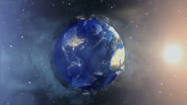 Soccer ball in the form of a planet in space,, maps and textures provided by NASA, — Stock Video