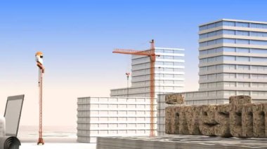 İnşaat, konut microdistrict bir bulut zaman atlamalı, inşaat sektöründe kavramı arka planda inşaatı unsurları