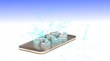 İnşaat teknolojileri inşaat sektörüne tanıtımı kavramı smartphone ekranda unsurları