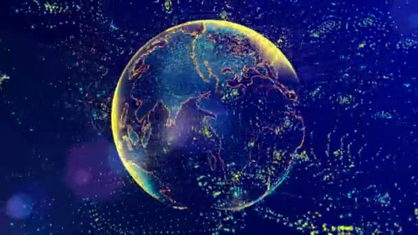 De hersenen dat bestaat uit lichtgevende lijnen en punten vormen van de planeet aarde — Stockvideo