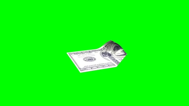 From a banknote a paper airplane is formed, the concept of prosperity growth, with alpha-canal and chromakey — Stock Video