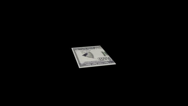 Из банкноты формируется бумажный самолет, концепция роста благосостояния, с альфа-каналом и хромакеем — стоковое видео