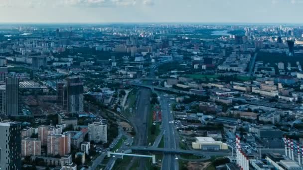 Vista aérea de la ciudad. 4k. El lapso de tiempo. Opinión de Moscú — Vídeo de stock