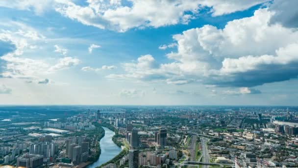 Vista aérea de la ciudad. 4k. El lapso de tiempo. Moscú vista arial, bucle de vídeo — Vídeo de stock