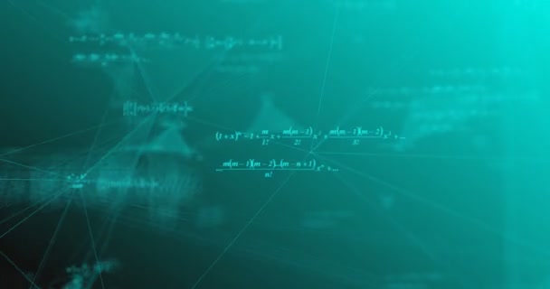 Formules mathématiques se déplaçant dans l'espace et formant des symboles 5G, le concept de progrès scientifique et technologique dans le domaine des communications 