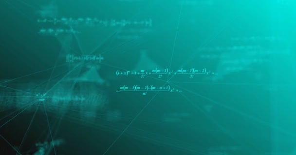 Formules mathématiques se déplaçant dans l'espace et formant des symboles 5G, le concept de progrès scientifique et technologique dans le domaine des communications 