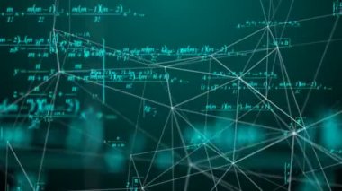 Matematiksel formüller uzayda, bilim ve matematiksel araştırma ve geliştirme kavramlarında hareket eder. Video döngüsü