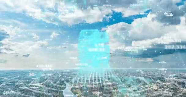 Smart city and communication network concept 6g. Bezdrátová komunikace. — Stock video