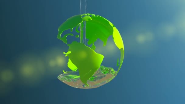 Modèle 3D de la terre est rempli d'eau, animation 3D, le concept de la connexion de la vie avec l'eau 