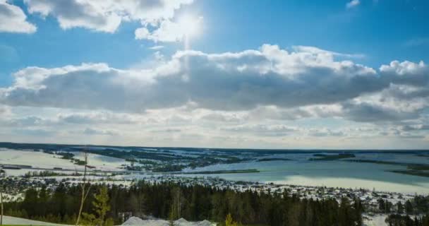 Проміжок часу над красивим плоским пейзажем в різний час року від одного проміжку часу, кілька сезонів проміжок часу — стокове відео