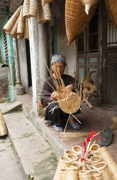 Mulher vietnamita fazendo armadilha de peixe — Fotografia de Stock