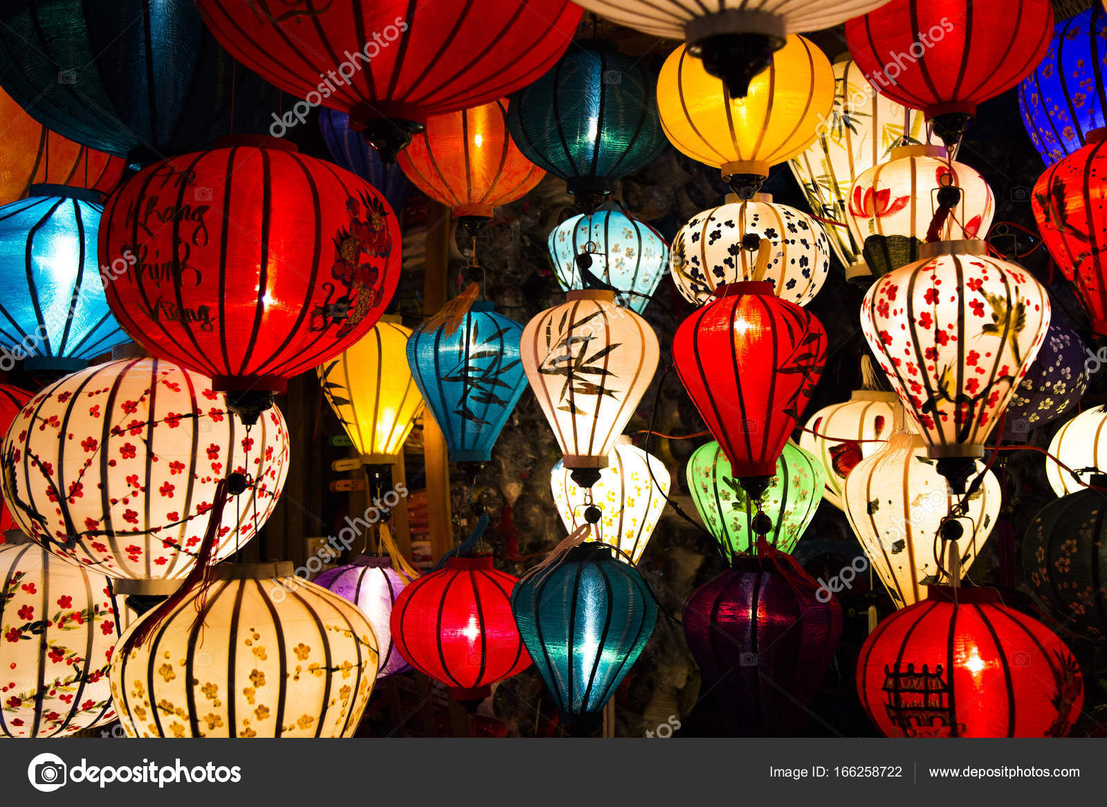 Éclairage Lanterne Pendant Nuit Pleine Lune Hoi Vietnam image libre de