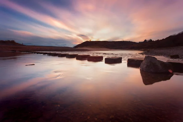 Coucher de soleil à Three Cliffs Bay — Photo