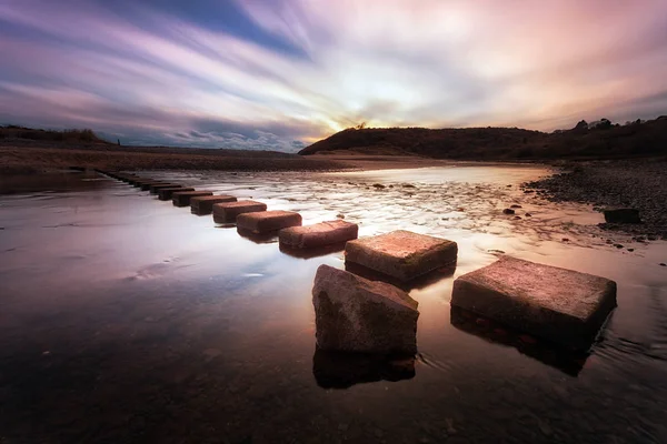 Three Cliffs Bay stepping stones — Stock Photo, Image