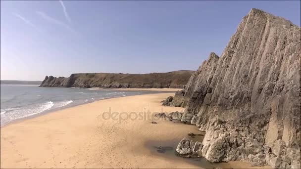 Gower trzy skały Zatoki — Wideo stockowe