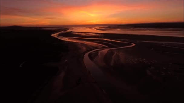 Puesta de sol en el estuario Loughor — Vídeos de Stock