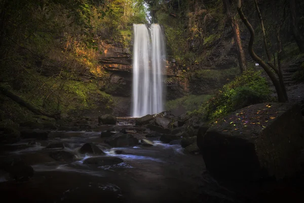 Henrhyd Falls Cerca Coelbren Con Una Caída Pies Cascada Más — Foto de Stock