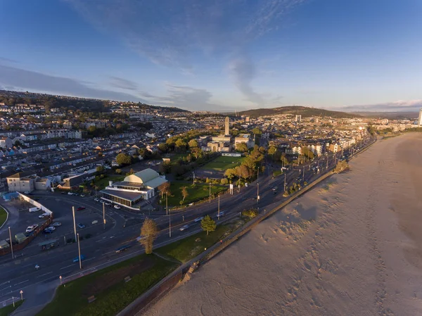 Redakcja Swansea Października 2019 Ruch Ruchliwej Drodze Oystermouth Zabytki Pawilonu — Zdjęcie stockowe