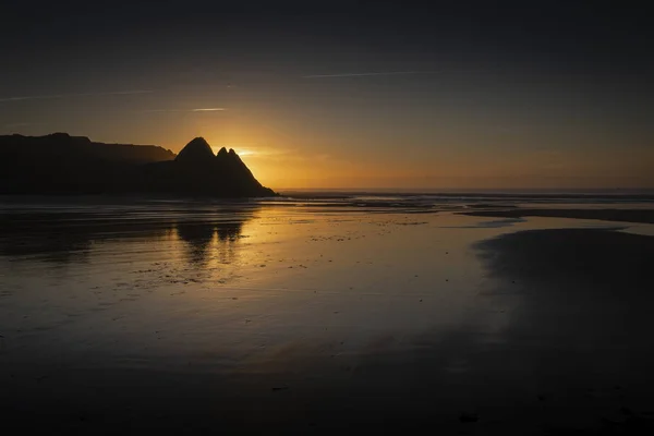 Sunrise Christmas Day 2019 Three Cliffs Bay Gower Peninsula Swansea — Stock Photo, Image