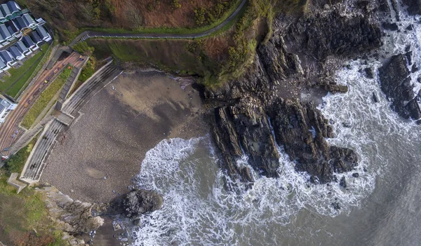 Editorial Swansea February 2020 Aerial View Rotherslade Bay Small Bay — 图库照片
