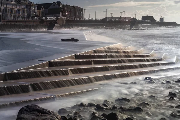 Redakcja Porthcawl Marca 2020 Niedawno Wybudowana Ochrona Morska Porthcawl Południowej — Zdjęcie stockowe