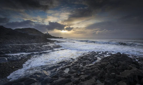 Amanecer Sobre Bahía Pulsera Península Gower Swansea Gales Del Sur — Foto de Stock