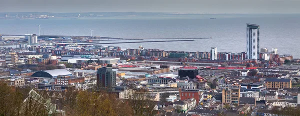 Editorial Swansea April 2020 View Swansea City Center Looking East — стокове фото