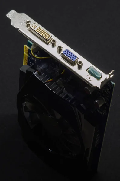 Placa de vídeo em um fundo preto, hardware PC — Fotografia de Stock