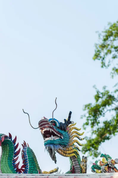 Chinese New Year Dragon Decoration Blue Sky Background Chinese Sculpture — Stock Photo, Image