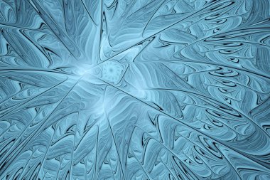 Yıldız ile arka plan gerçeküstü. Posterler, duvar kağıtları için fantezi fraktal tasarım. Bilgisayar oluşturulan, dijital sanat. Mavi ve lacivert renklerde.