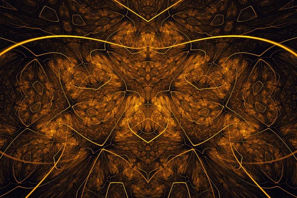 Fond fractal abstrait. Fond très détaillé dans des tons orange avec des éléments de spirales, de lignes et de motifs. Pour votre design créatif — Photo