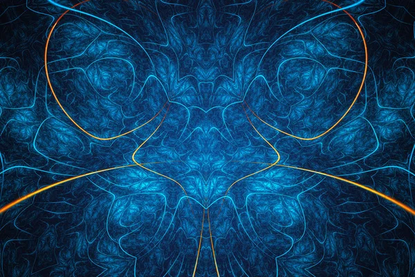 Fond fractal abstrait. Fond très détaillé golowich et tons bleus avec des éléments de spirales, lignes et motifs. Pour votre design créatif — Photo