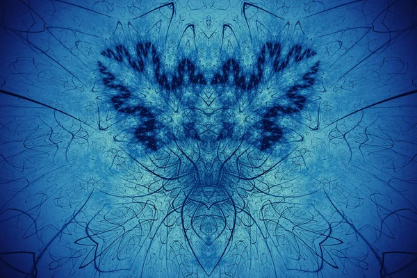 Fundo fractal abstrato. Golowich de fundo altamente detalhado e tons azuis com elementos de espirais, linhas e padrões. Para o seu design criativo — Fotografia de Stock