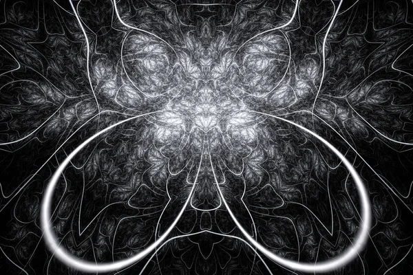 Fond fractal abstrait. Fond très détaillé dans des tons gris avec des éléments de spirales, de lignes et de motifs. Pour votre design créatif — Photo