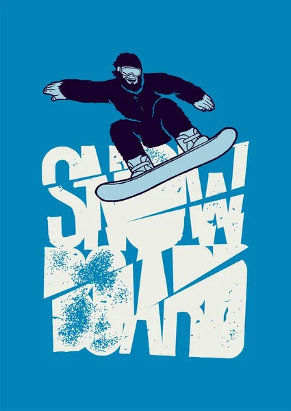 Snowboard a pie grande. Yeti montando snowboard. Deportes de invierno snowman . — Archivo Imágenes Vectoriales