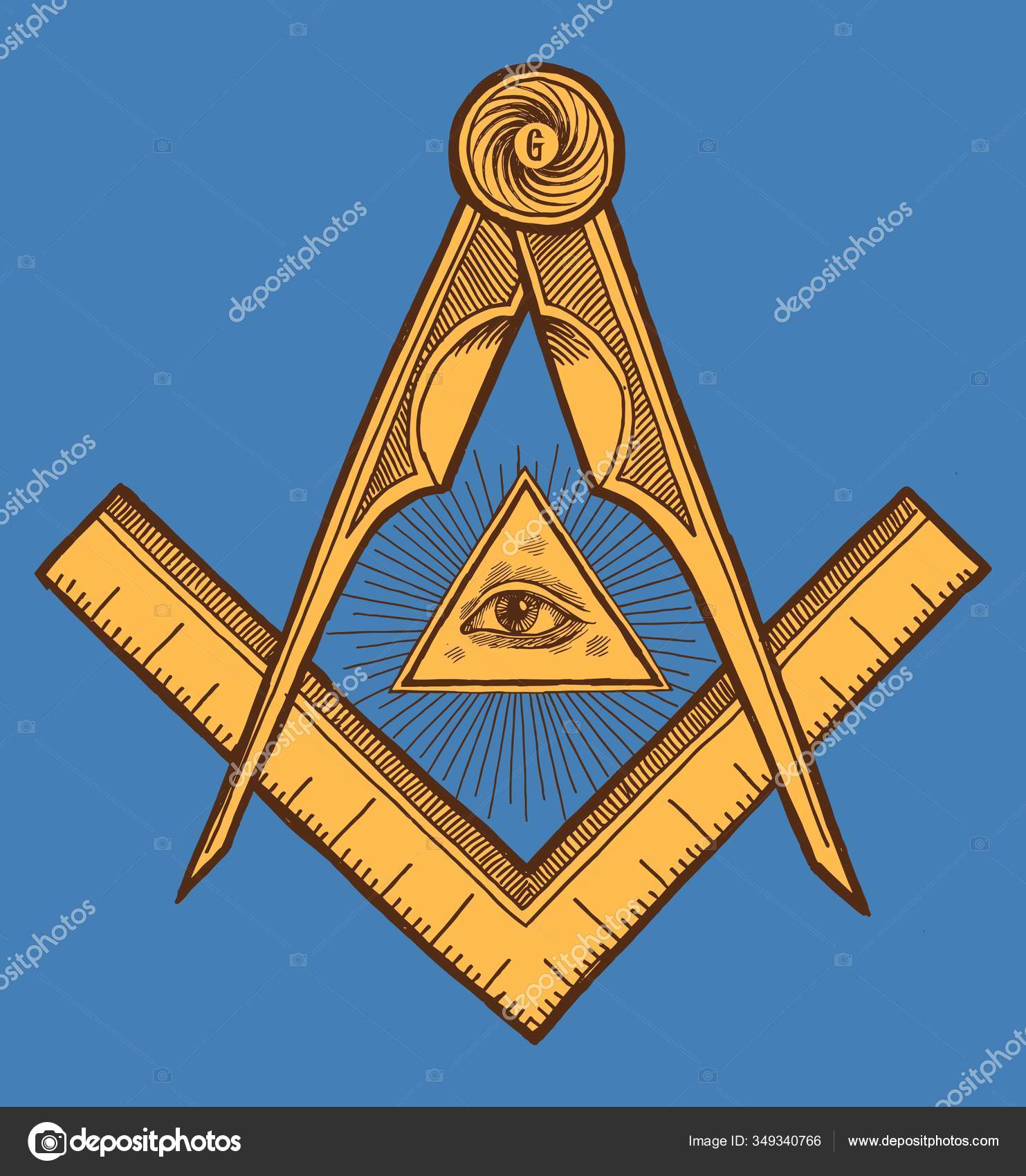 Freemason Symbol Square Compasses Vintage Occult Print Vector ...