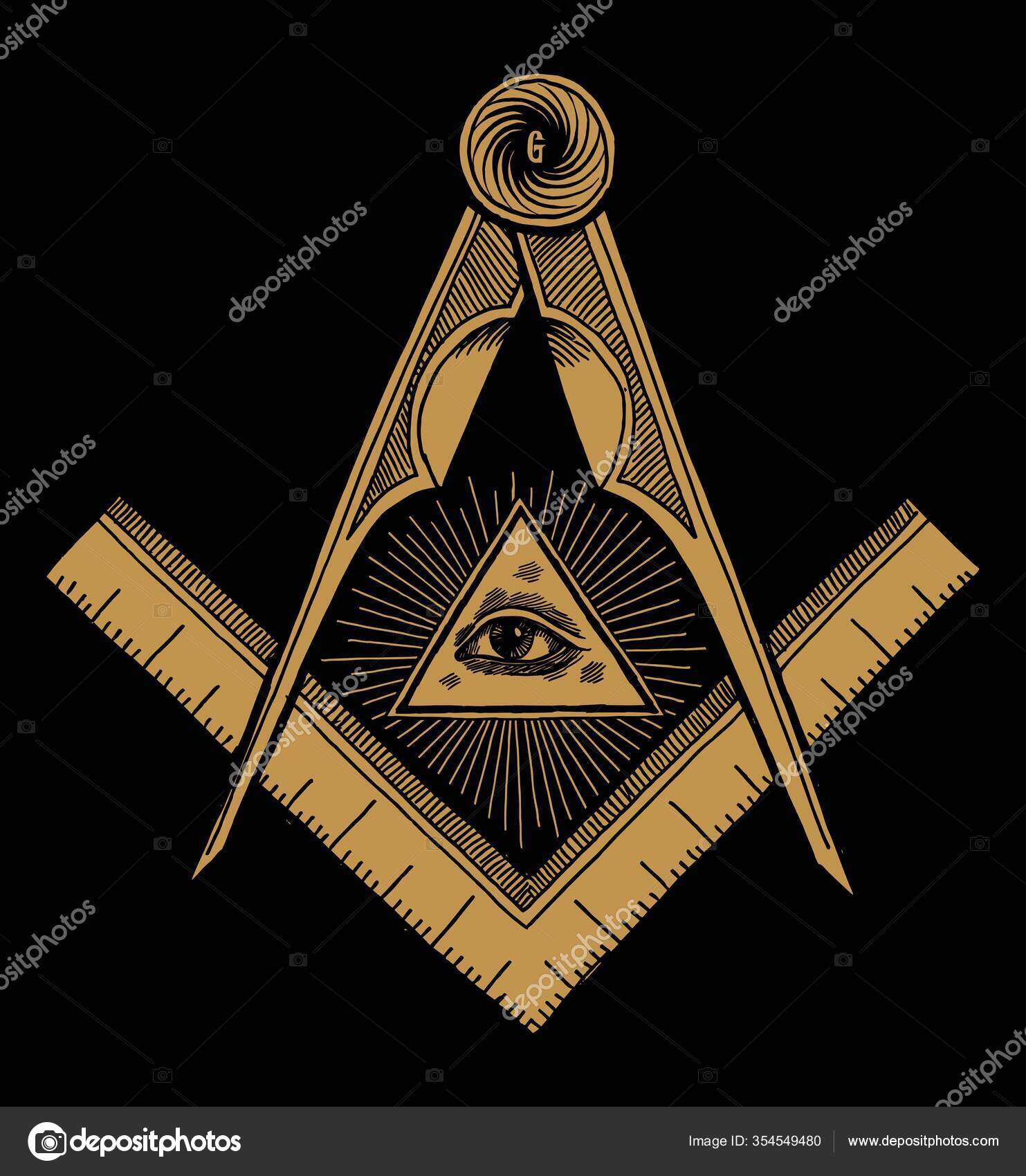 Freemason Symbol Square Compasses Eye Providence Shine Vintage Occult ...