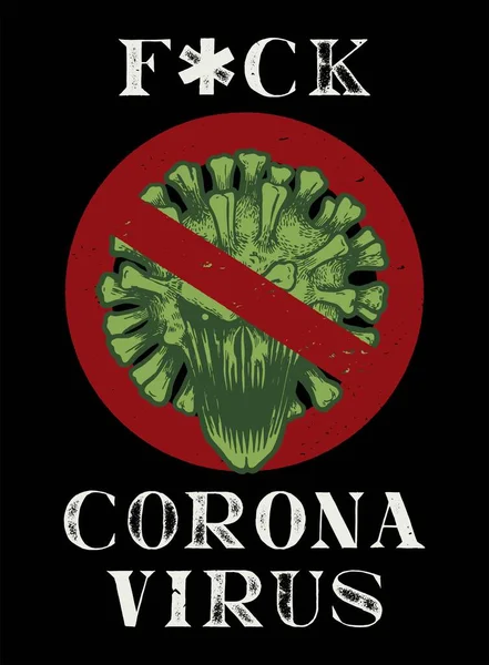 Coronavirus Cruzó Cráneo Del Personaje Del Virus Maligno Camiseta Cuarentena — Vector de stock