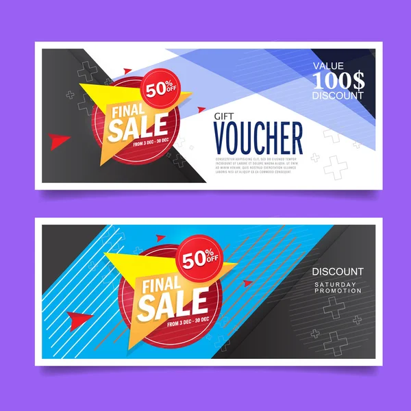 Regalo voucher modello di design — Vettoriale Stock