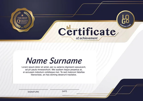 Certificado, Diploma de finalización — Vector de stock