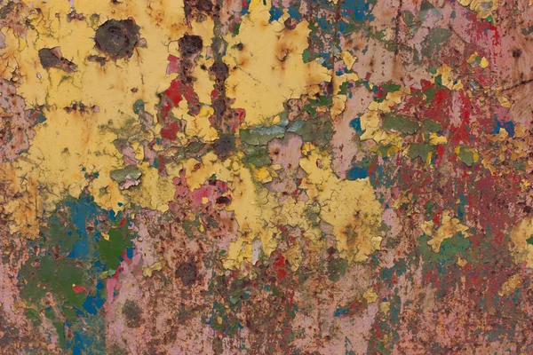 Oxidado, con fondo de pintura pelada multicolor — Foto de Stock