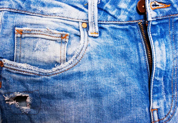 Jeans blu primo piano, texture di denim — Foto Stock