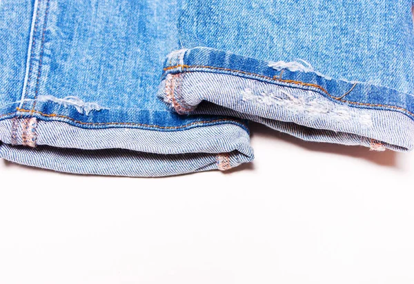 Jeans blu primo piano, texture di denim — Foto Stock