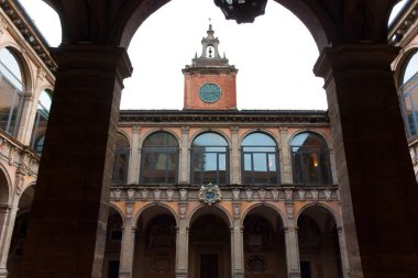 Bologna, İtalya-08 Şubat 2017: Archiginnasio Sarayı, Unive
