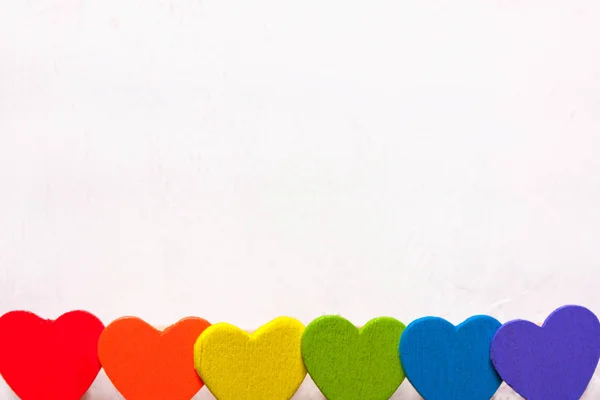 Hearts of the color of the rainbow. Background of LGBT — Stock Photo, Image
