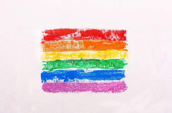 Bandera arco iris pintada. El símbolo LGBT —  Fotos de Stock