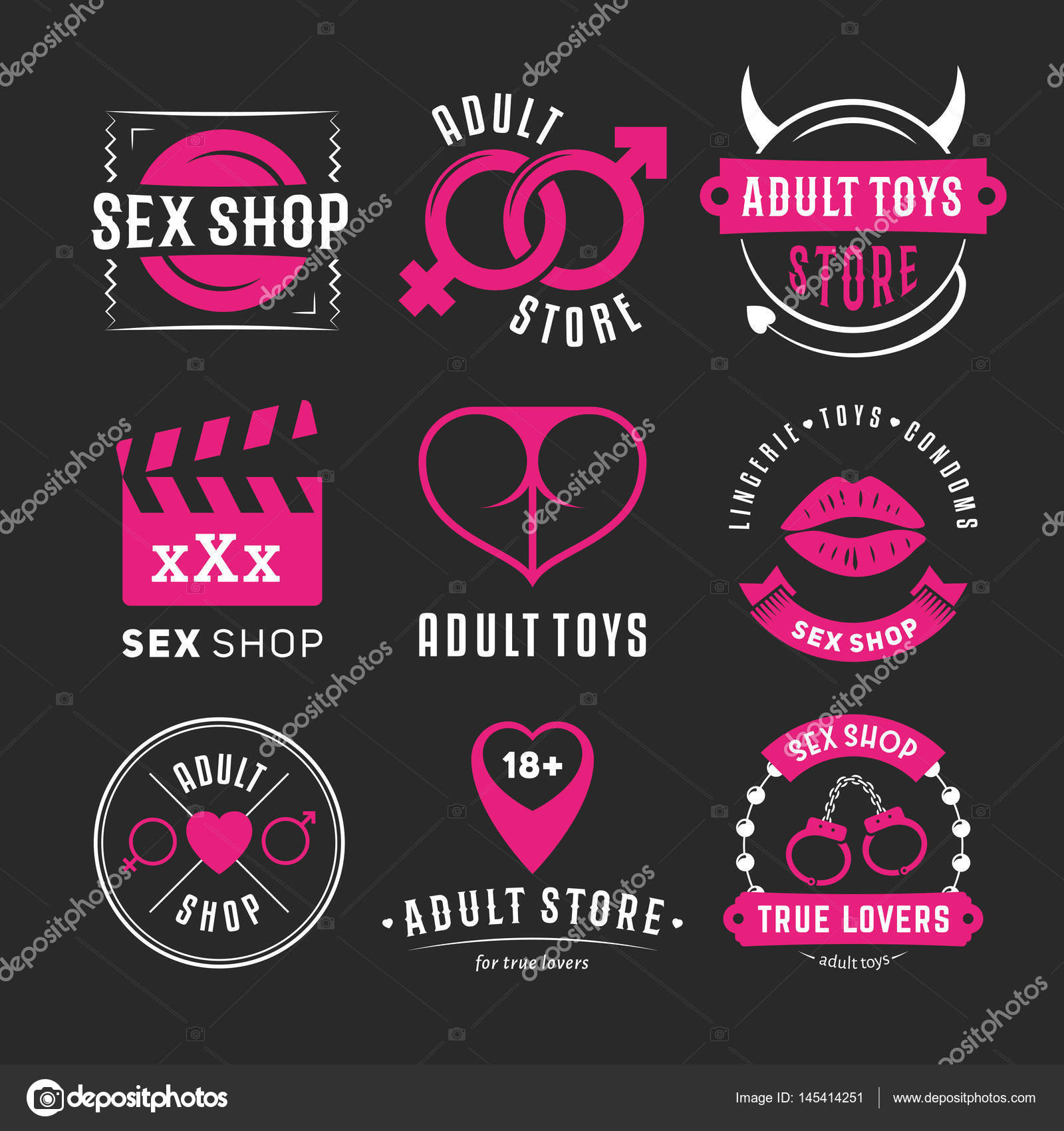 Adult Sex Shop Logos Stock Vector Image By ©nihilart 145414251