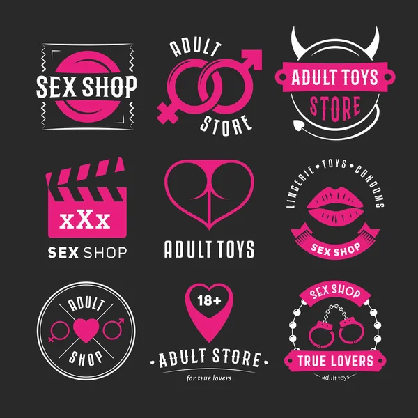 Logos von Sexshops für Erwachsene. — Stockvektor