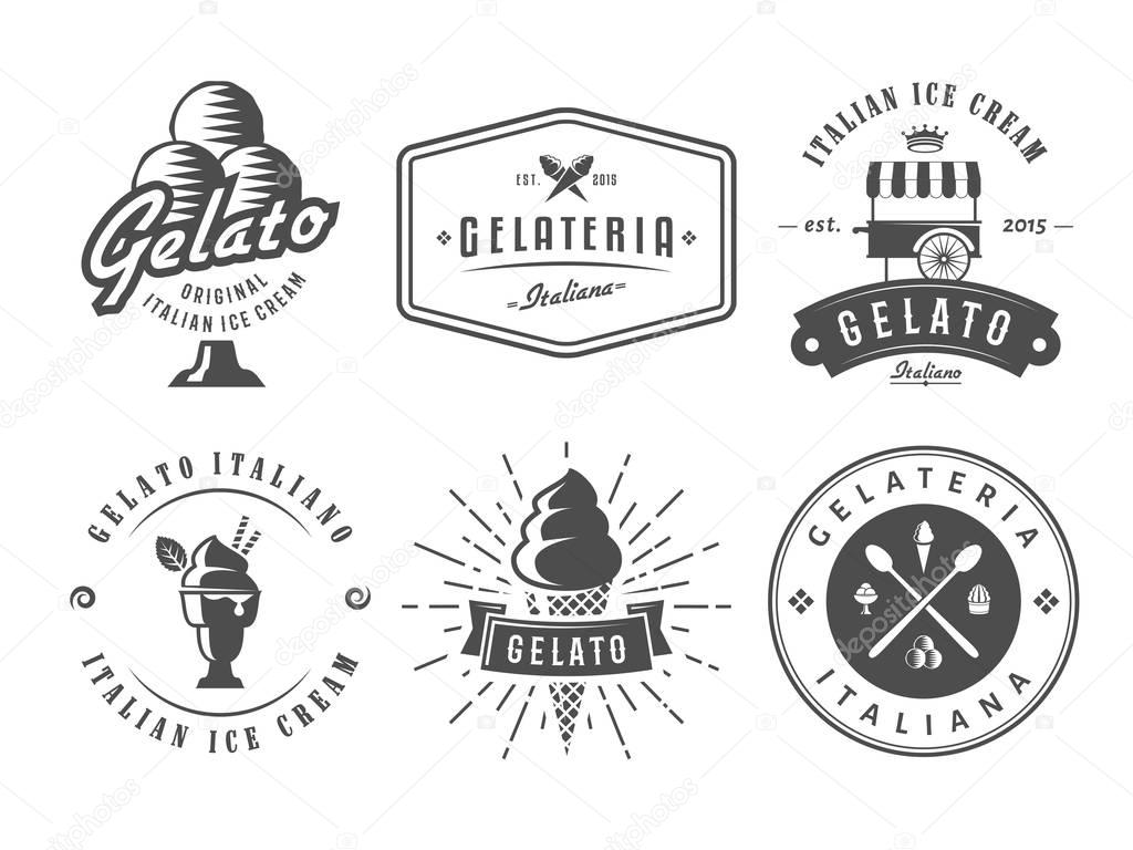 Set of gelato ice cream badges